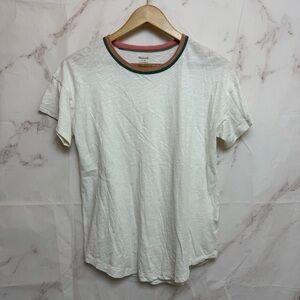 Madewell Cotton Striped Neck Short Sleeve Tee - A34